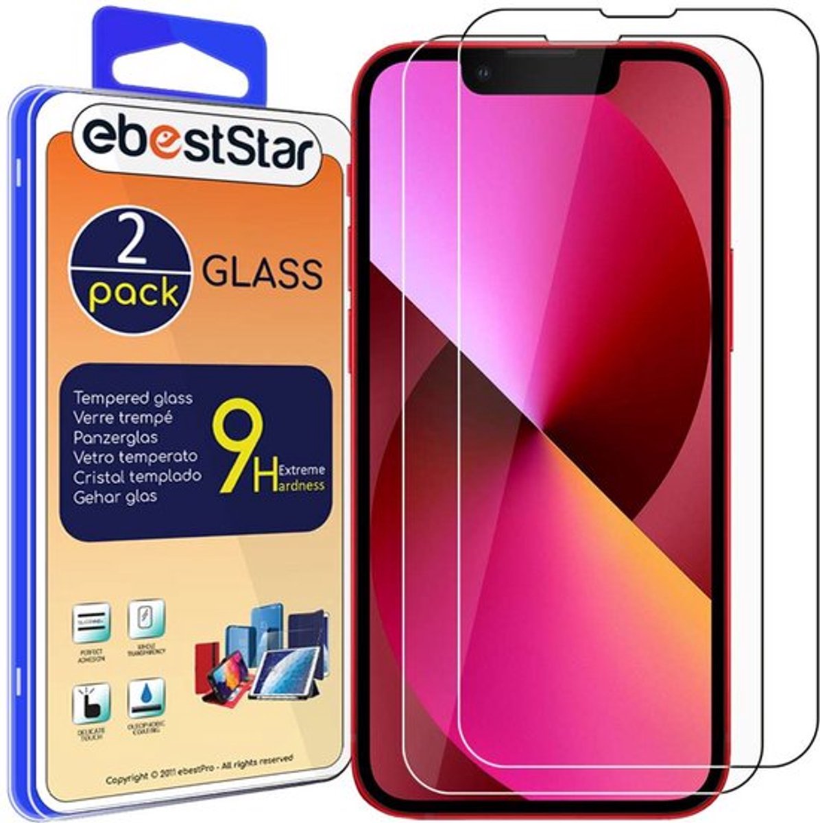ebestStar - {2 Stuks} Gehard glas geschikt voor iPhone 13 mini Apple, Screen Protector Cover, Schermbeschermer Tempered Glass