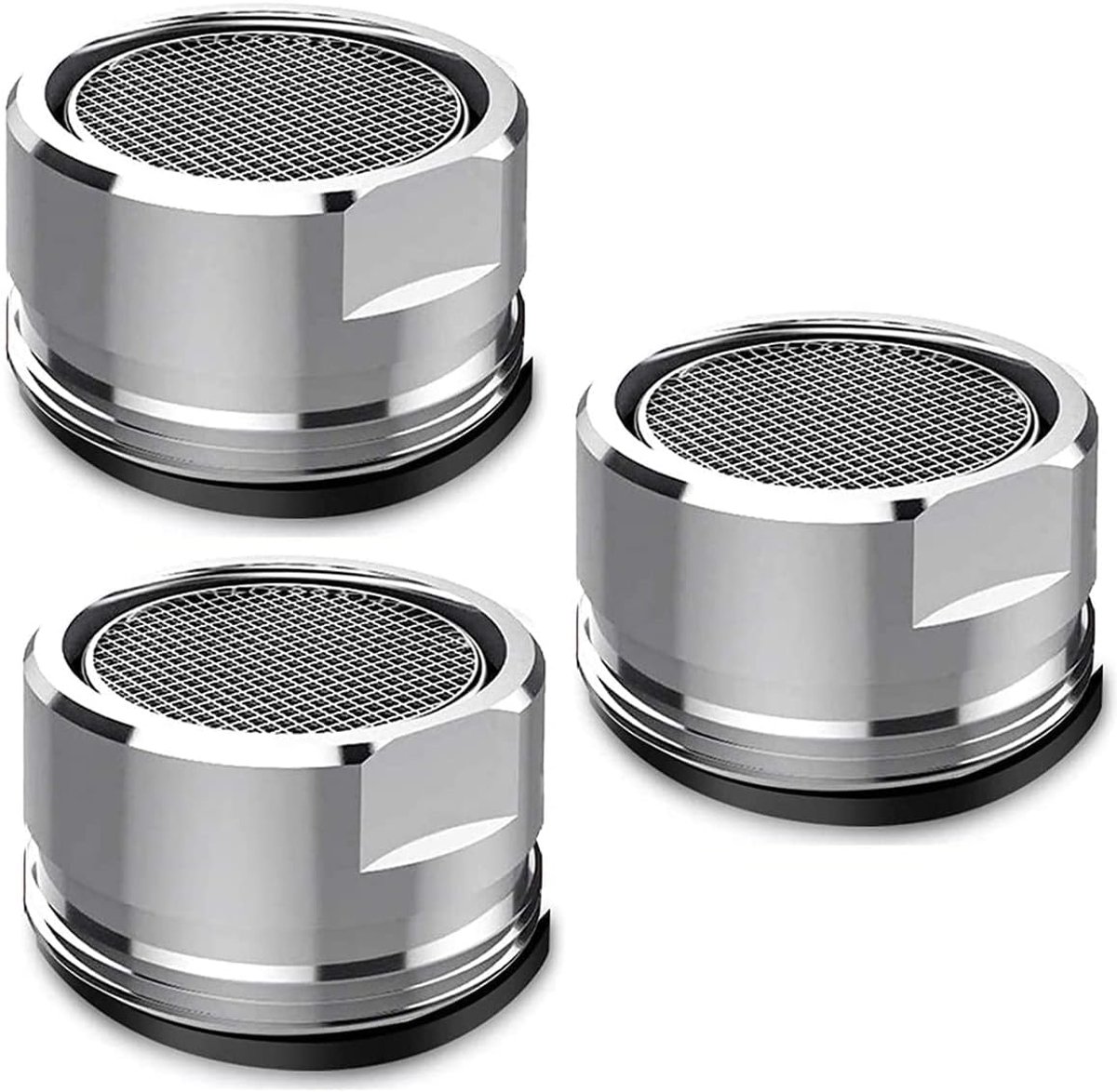 SnelShoppen - 3-delige Kraanaerator Set, 24mm Diffuser Tappen voor Keuken en Badkamer, Metaal Vervangingsonderdeel met Manneke Draad en Seal