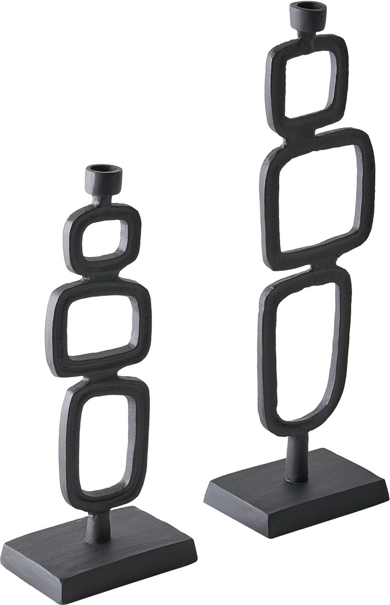 SIPANJE - Set van 2 kandelaars - Zwart - 35/48 cm - Aluminium