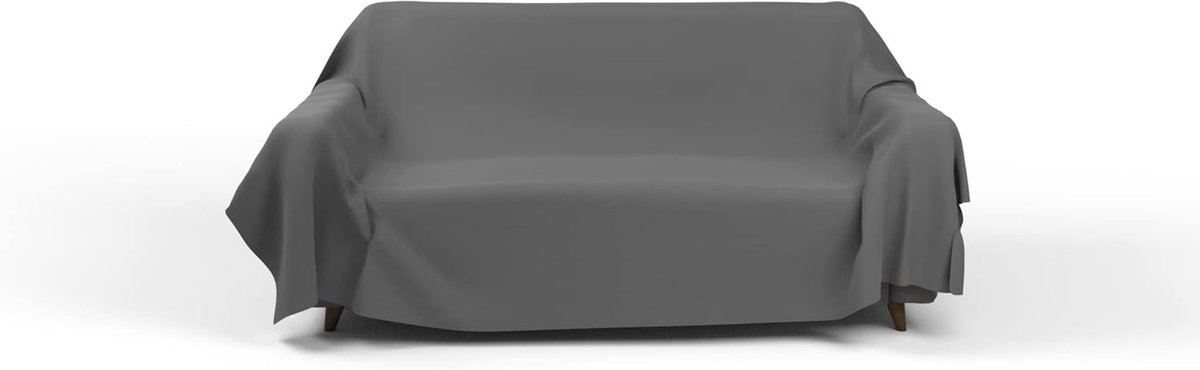 SnelShoppen - Italiaanse Bedlinnen Bedsprei Max Color Uni, Donkergrijs, 270 x 300 cm, 100% Katoen, Perfect voor Slaapkamer en Woonkamer