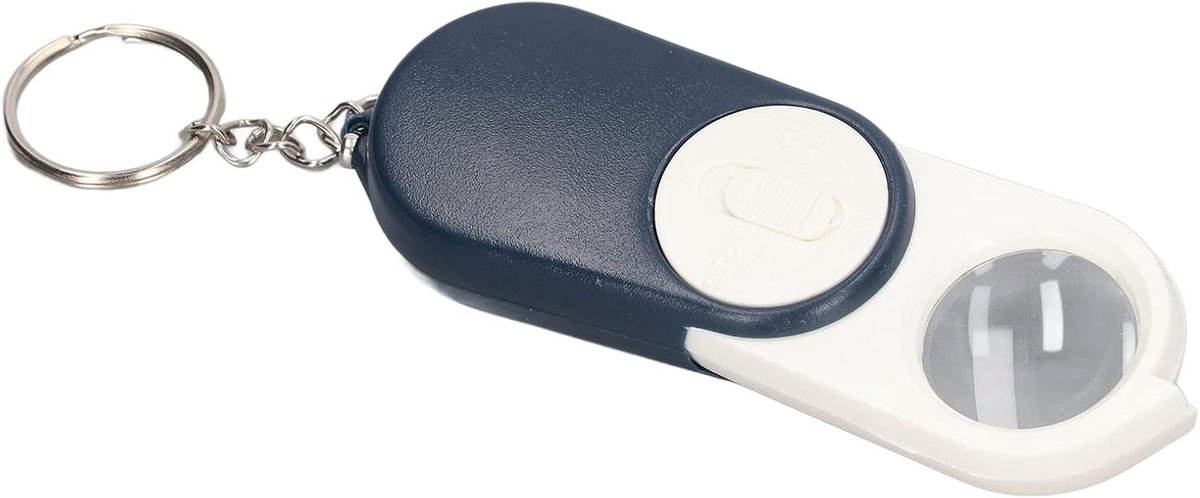 SnelShoppen - 10x Pocket Magnifier met Dubbele Lagen Lenzen, Vouwbare Handheld Mini Loupe Sleutelhanger met LED Licht voor Lezen, Inspectie, Ouderen