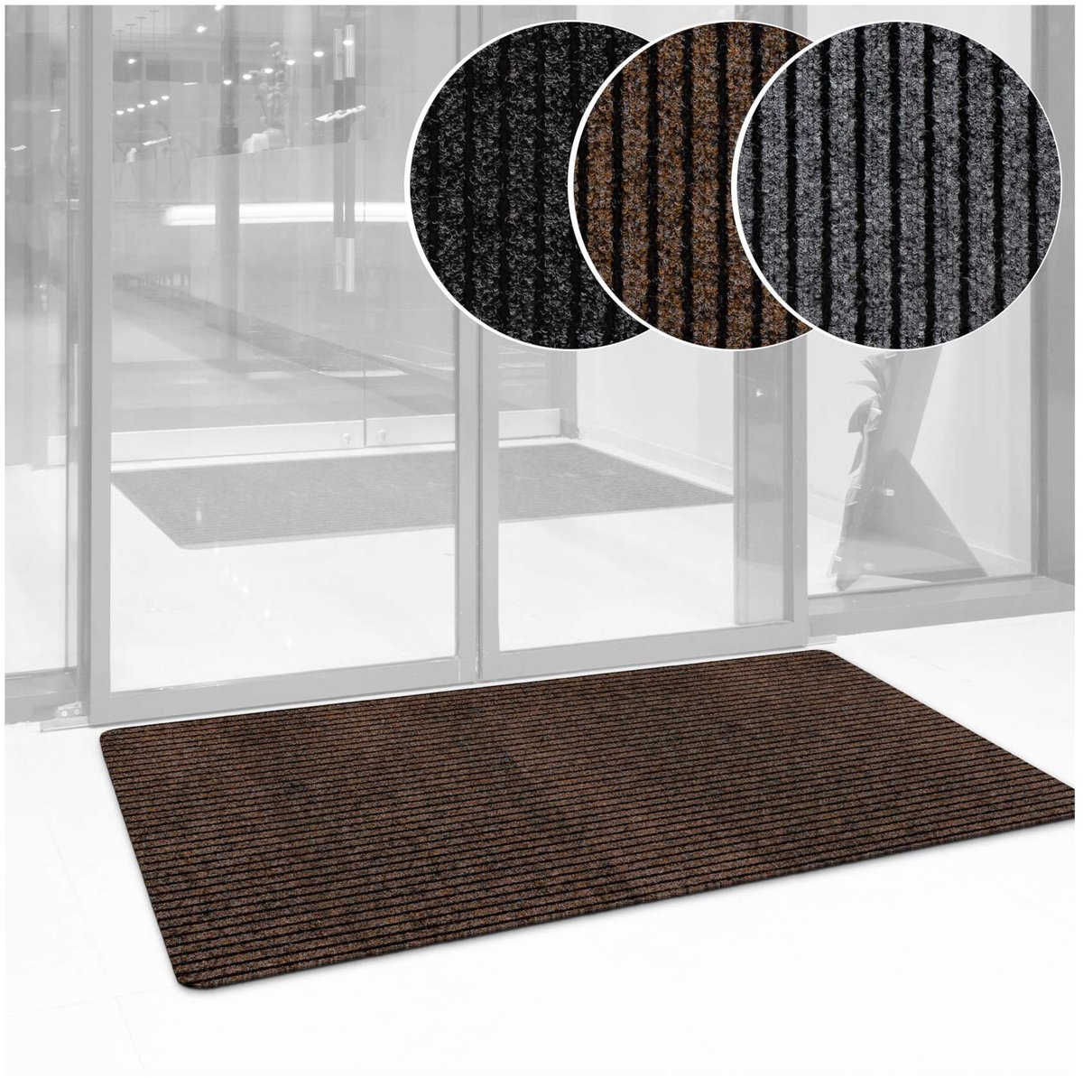 ANRO Deurmat Mischa Bruin 120x80cm – Schoonloopmat Antislip Rubber