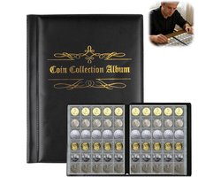 SnelShoppen - Coin Collector Album 480 Compartimenten voor 2 Euro Munten, Zwart, Met Valbescherming, Ideaal voor Muntenverzameling, Coin Storage voor
