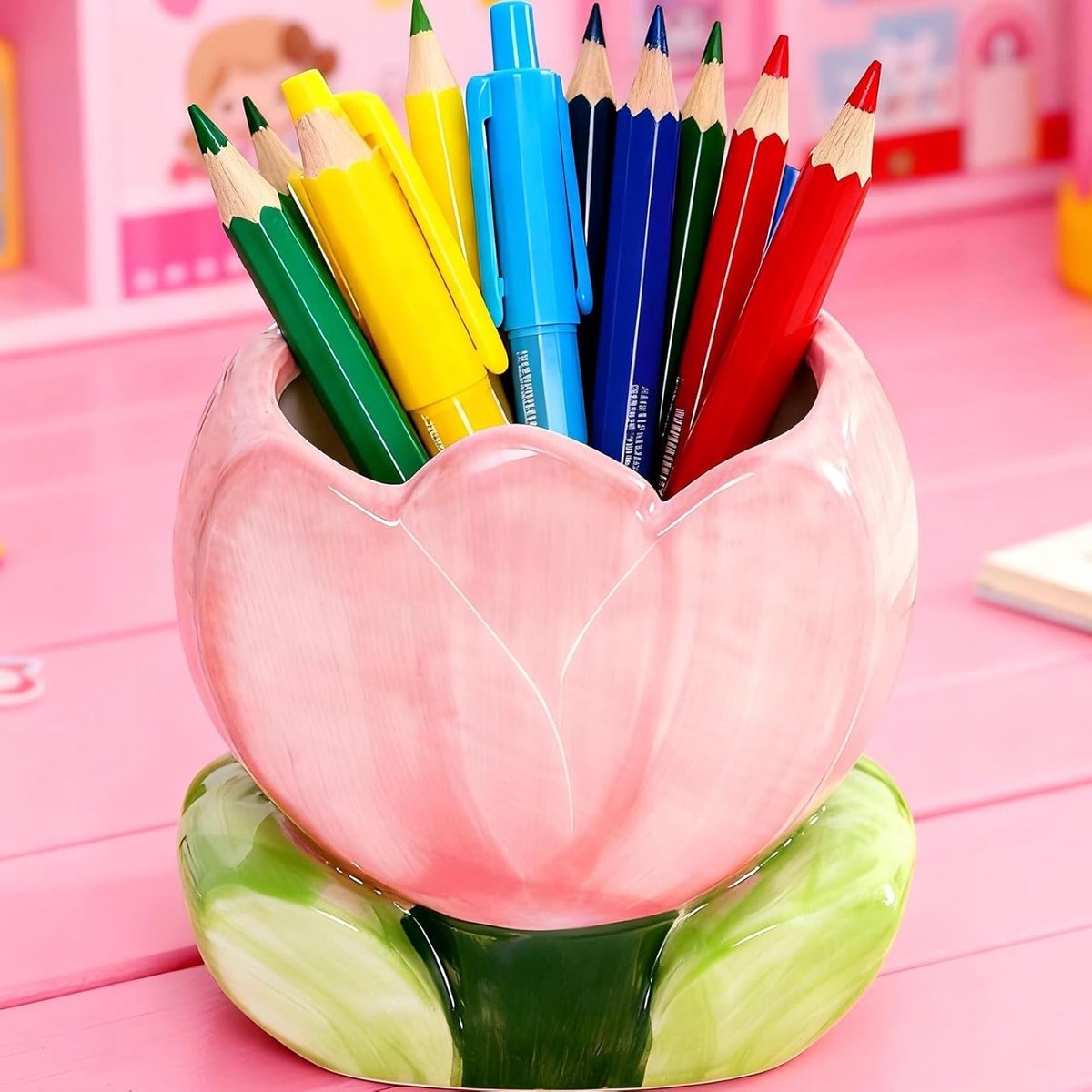 Schattige Penhouder voor Bureau - Leuke Tulpen Organiser voor Potloden, Make-up en Decoratie in Meisjeskamer - Aesthetic Cadeau voor Vrouwen en Verjaardagen