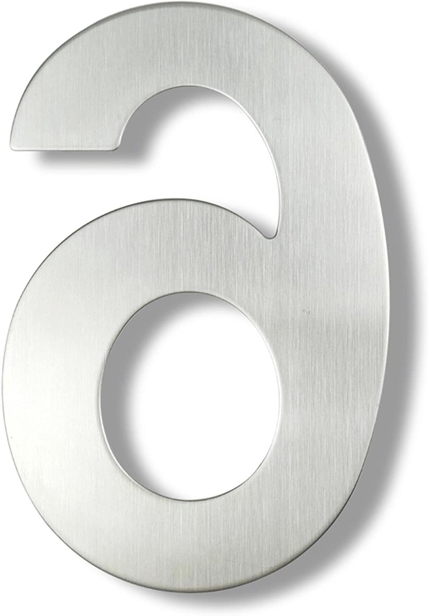 Moderne Huisnummer Plaat van Geborsteld RVS - Stijlvolle Deurdecoratie voor Adresvermelding en Buitenhuis Decoratie (16,8 cm Zilver)