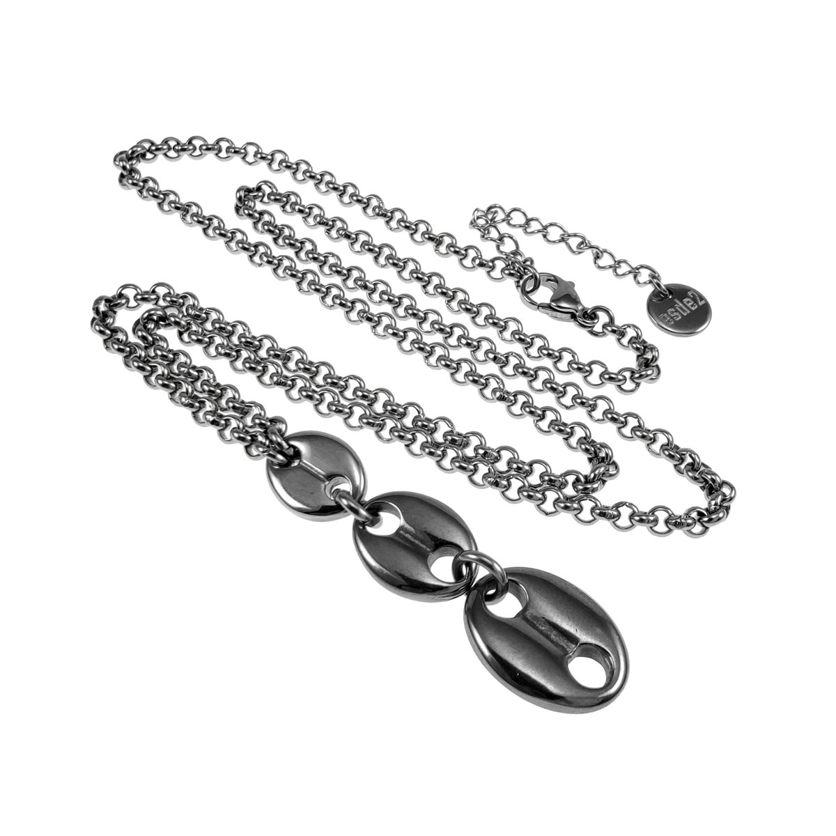 Damesketting met Stijlvolle Koffiebonen Schakels Hanger, Roestvrij Staal, Verstelbaar 50-55 cm - Design van esde2