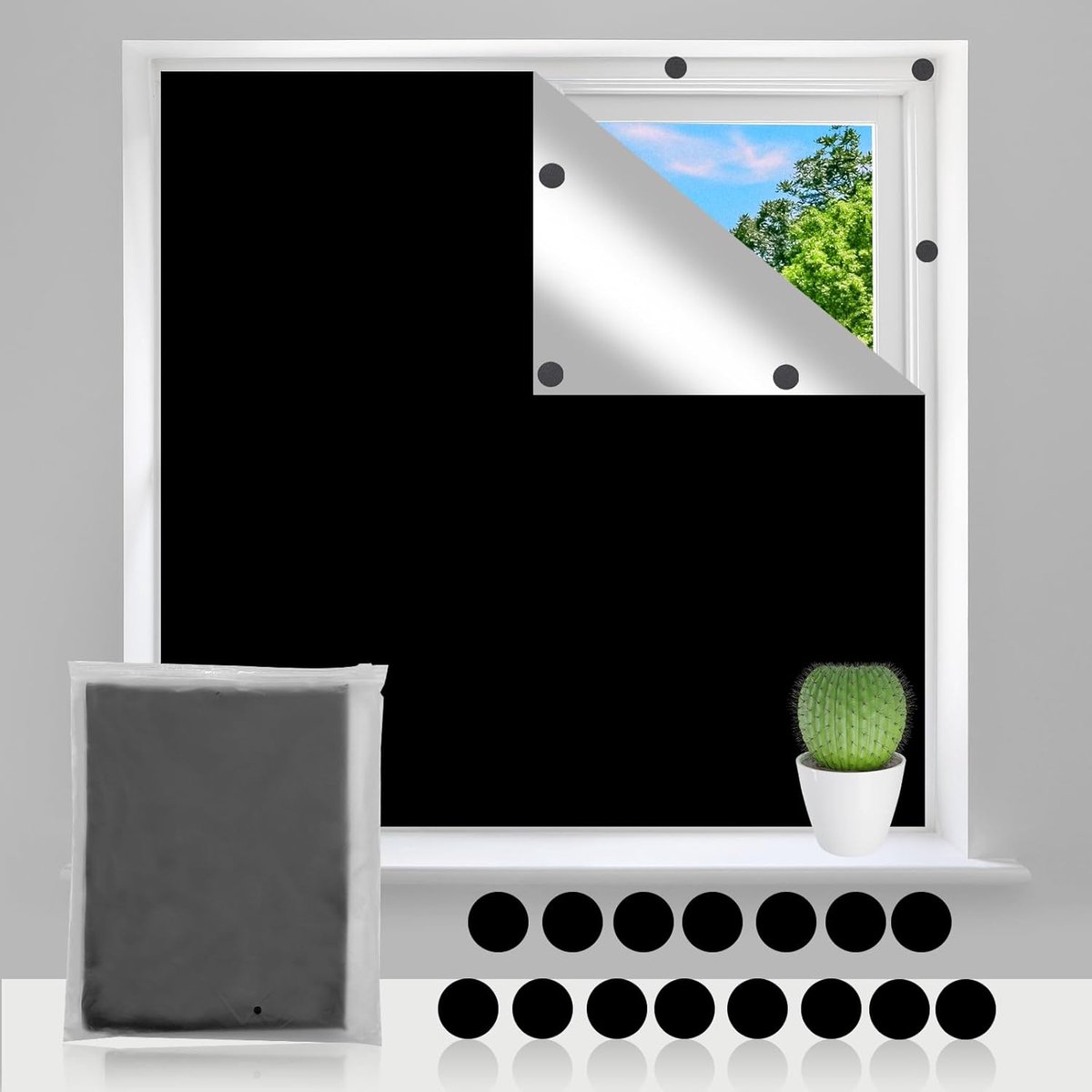 SnelShoppen - Portable Blackout Rolgordijn 145x100 cm - 100% Verduisterend Venster zonder Boren - Ideaal voor Slaapkamer, Kinderdagverblijf, Loft en R