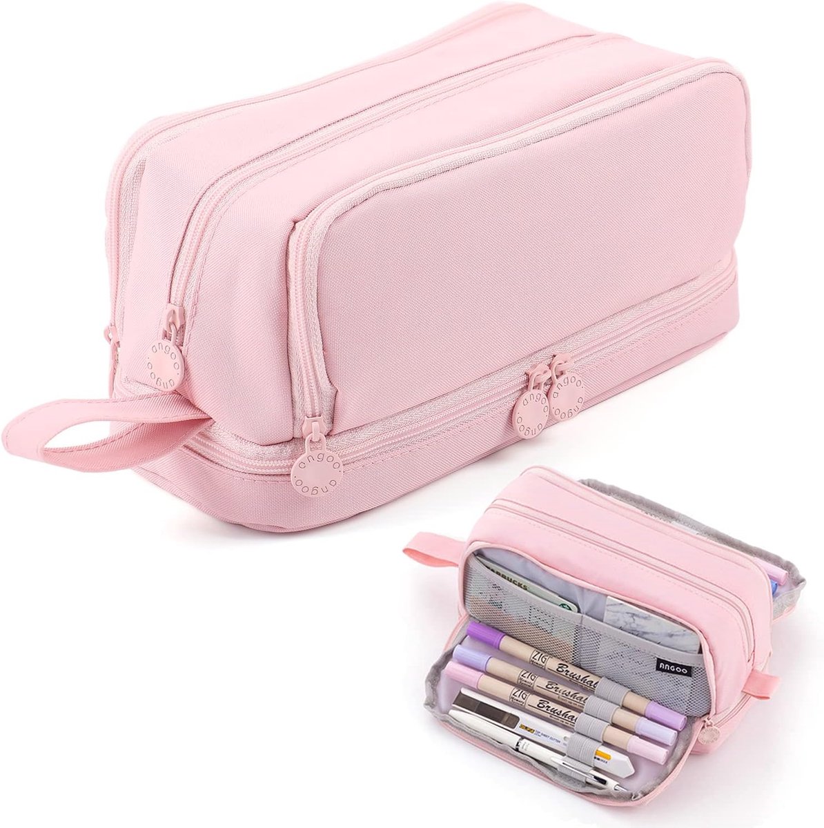 Opbergtas - Organizer - Telefoontas - pennentas - met 4 vakken, rits en draaghandvat, ruim opbergetui voor school, studie en kantoor, geschikt voor jongens, meisjes en volwassenen, afmetingen - 12 × 21 × 9 cm