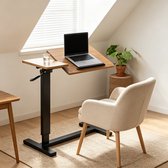 FATIVO Laptoptafel op Wielen – Bedtafel met Notenboom Blad - Verstelbare Hoogte & Hoek – Zit-Sta Bureau – Maximale hoogte 97 cm – Inklapbaar