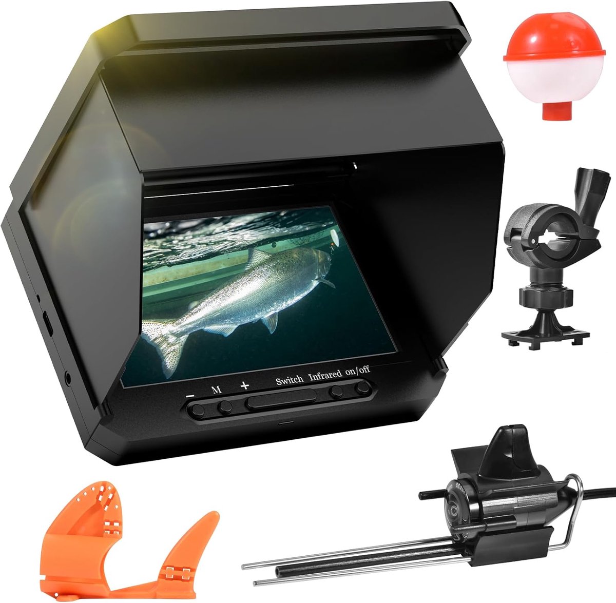 SnelShoppen - 1080P Onderwater Viscamera, 5 inch IPS Fish Finder voor Boten met 6000 mAh, 220° Wide Angle, IP68 Waterdichte Marine Camera, 20m Kabel m