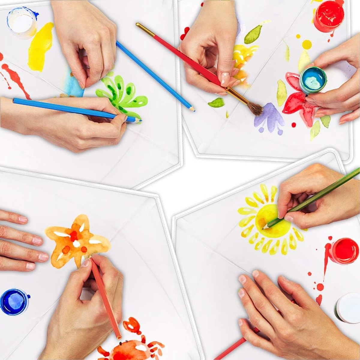 SnelShoppen - DIY Vliegers voor Kinderen Maakpakket, Decoratieve Kleurenvlieger Set voor Feestjes, Witte Diamant Vliegers Kits (3 Stuks)