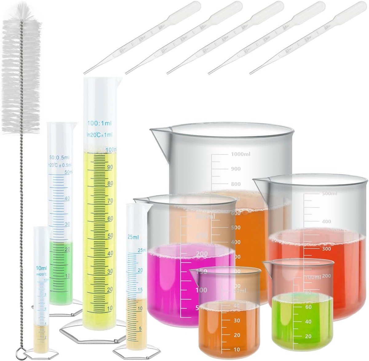 SnelShoppen - 15 Stuks Cup Set met Gegradueerde Cylinder, Perfect voor Feest, Keuken, Camping, Transparant Plastic, Ideaal voor Kinderen en Volwassene