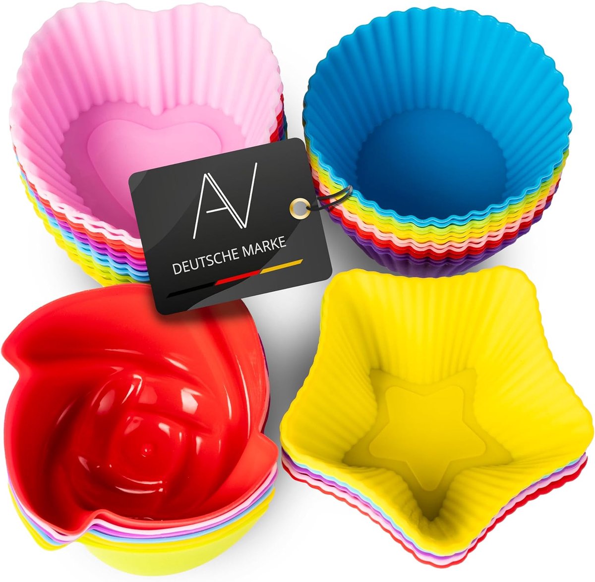 SnelShoppen - Herbruikbare Muffin Mallen Set van 36 - Silicone Muffin Bakvormen, BPA Vrij, Cupcake Bakvormen in 8 Kleuren, Ideaal voor Feestjes en Keu