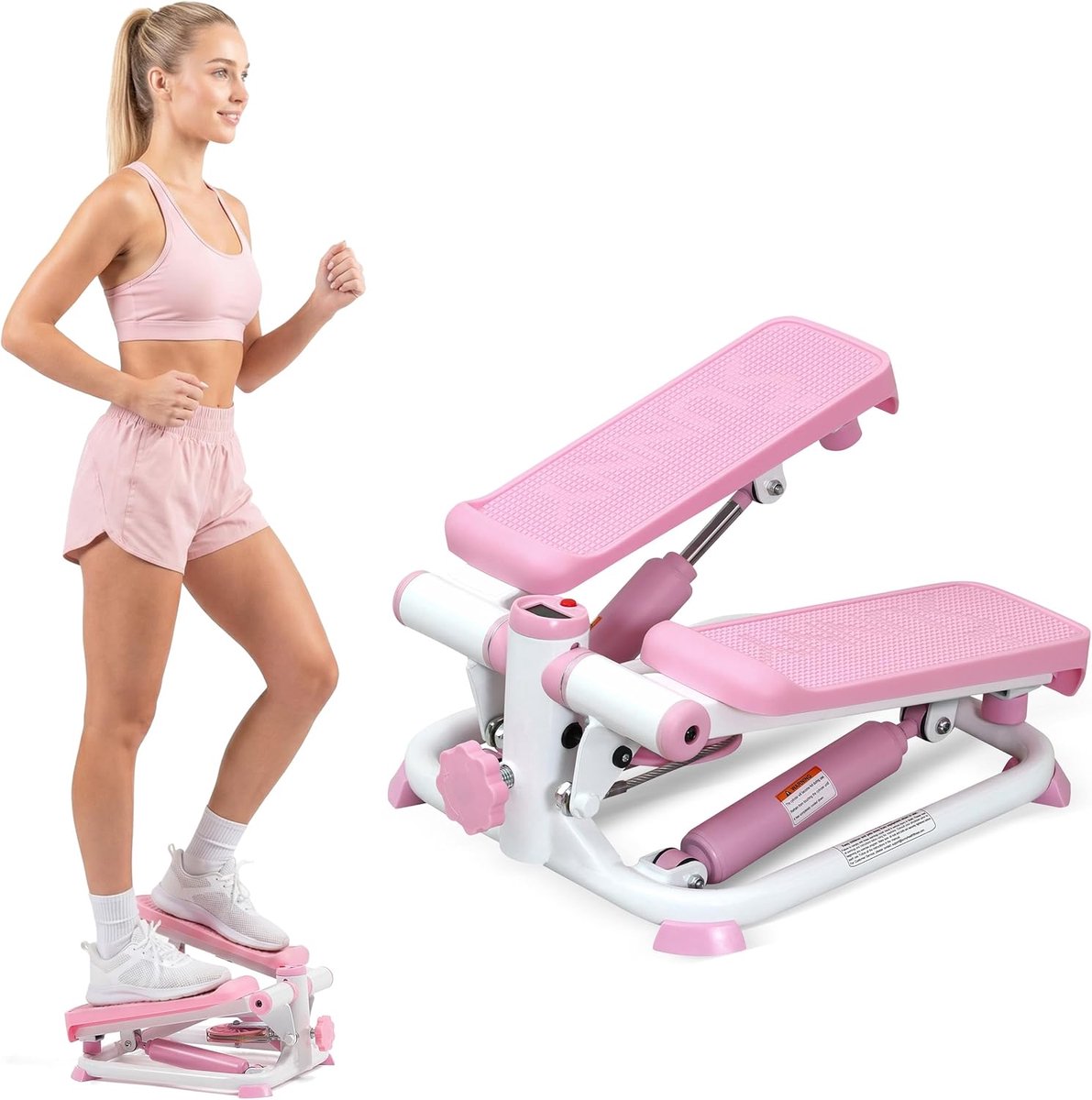 Mini Stepper met Weerstandsbanden - Stepapparaat voor Thuis, Cardio Fitness Trainer voor Benen, Billen en Full Body Workout