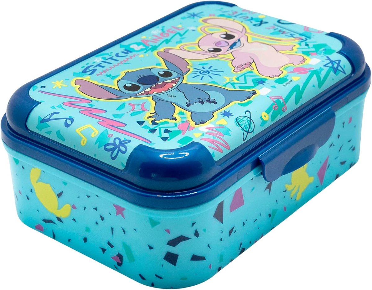 SnelShoppen - STOR Stitch Lunch Box voor Kinderen 1350ml - Stevige BPA Vrije Plastic Lunchdoos met Versierd Deksel voor School en Uitstapjes