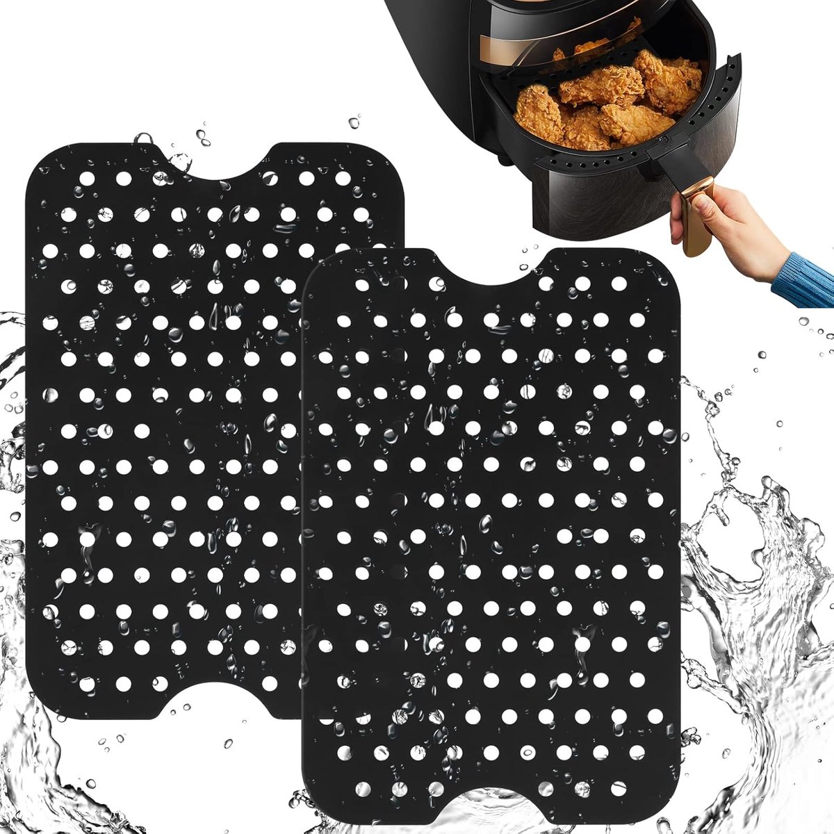 SnelShoppen - 2 Stuks Silicone Air Fryer Pot - Herbruikbare Anti-aanbak Bakmand - Perforated Design - Veilig en Hittebestendig - Ideaal voor Thuis Keu