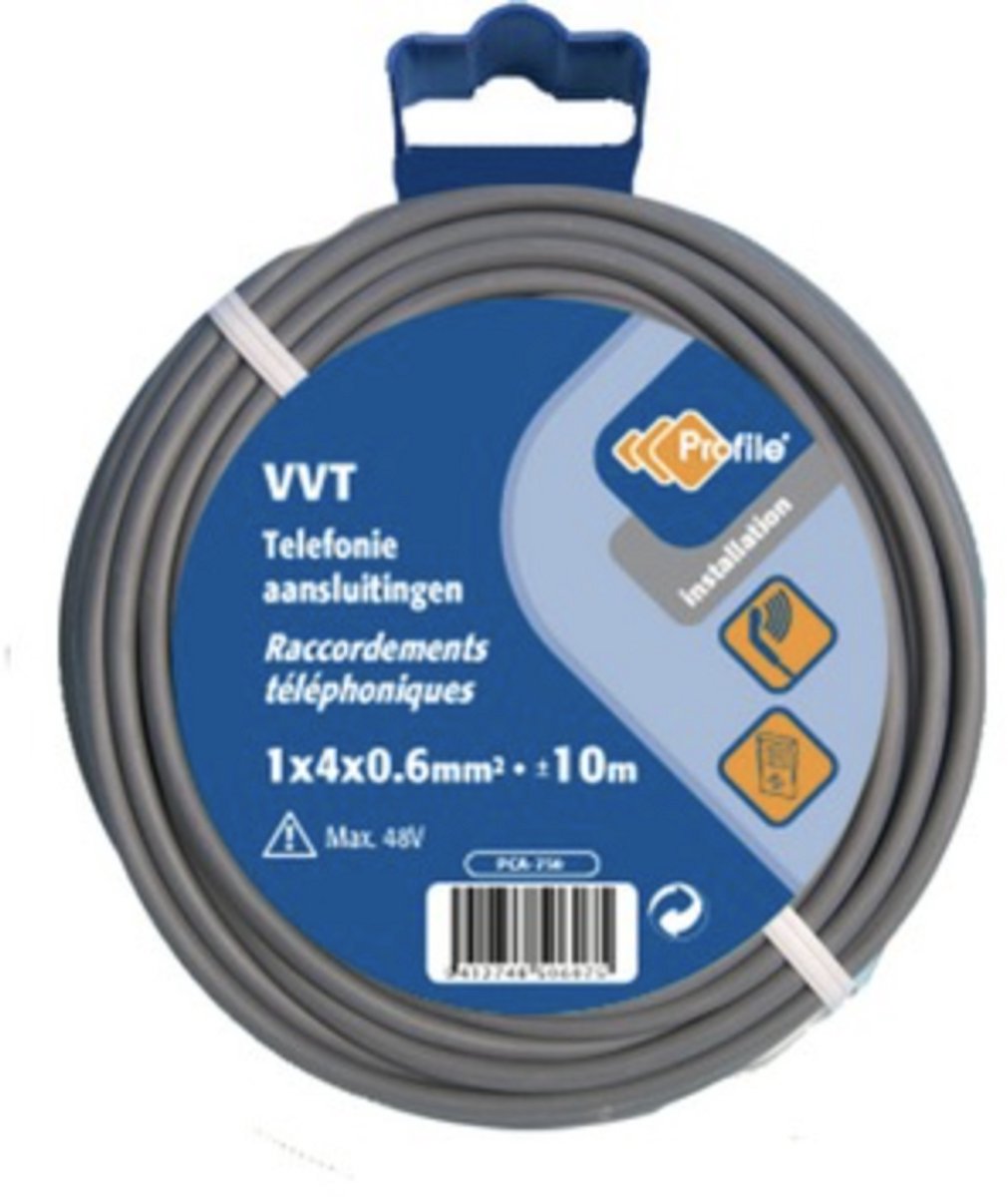 Profile VVT-kabel grijs 4x0,6 mm² - lengte 25 m