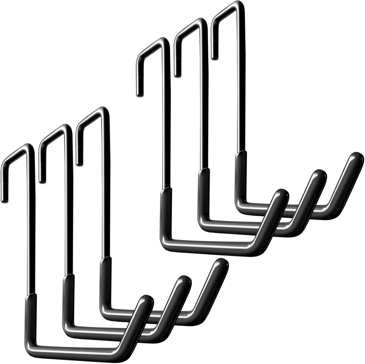 SnelShoppen - Garage Haken HUPBIPY Bracket S Haak voor Daken met Antislip Coating voor Organisatie van Fietsen, Ladders en Meer - Set van 6 Zwart