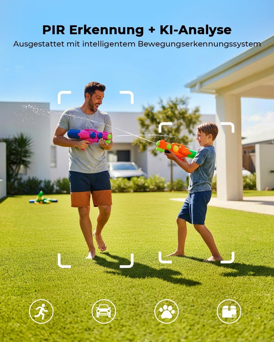 SnelShoppen - 2K Draadloze Buiten WiFi Camera met Zonnepaneel - 100% Draadloos, 2.4G WiFi, Stabiliteit, Wit - Ideaal voor Tuin, Camping, Beveiliging