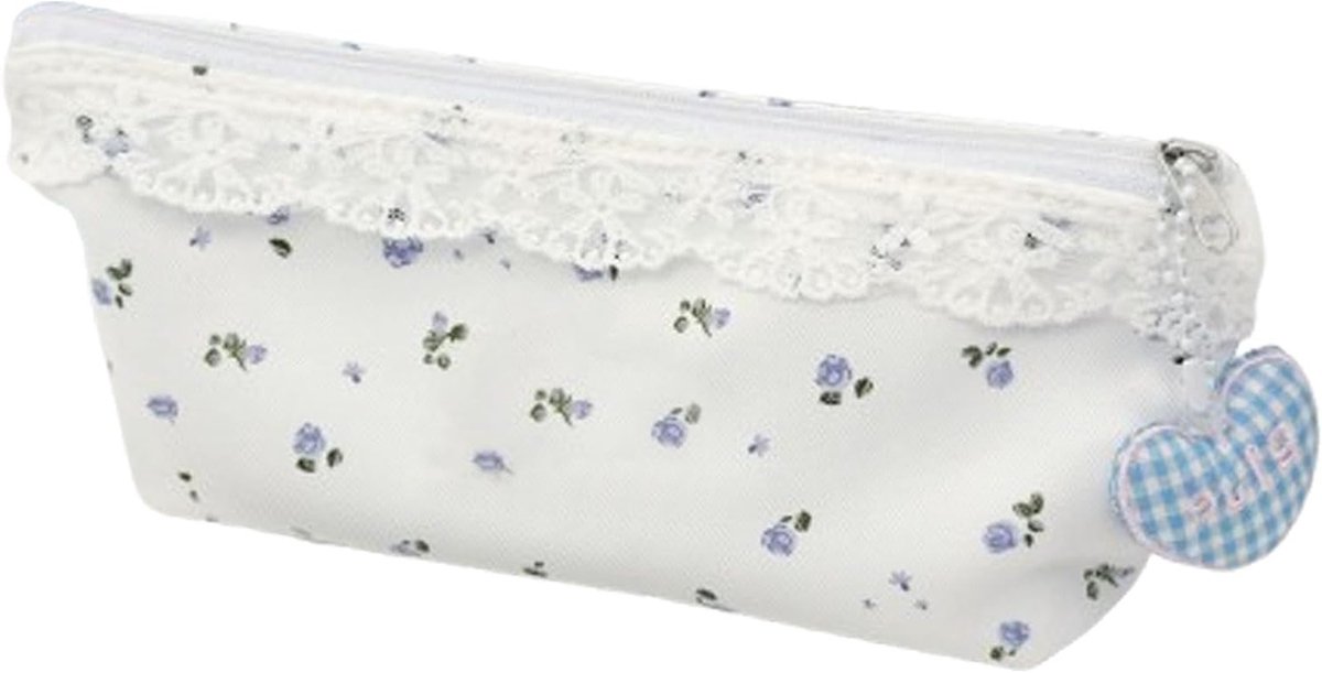 Multifunctionele Pennentas voor Meisjes, Gevoerde Pennenzak, Ideaal als Cosmetica Tas, Perfecte Cadeau voor School en Kantoor, Gemakkelijk mee te nemen (Blauw)