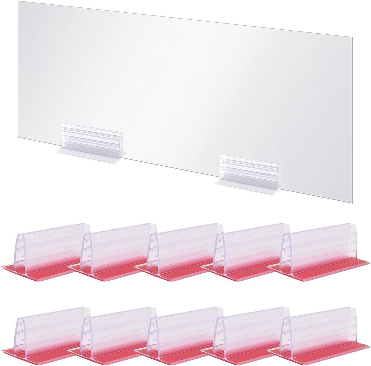 SnelShoppen - Set van 10 Zelfklevende Acryl Paneelhouders - Stevige Signaalhouder voor Beschermpanelen - 7.5cm x 4cm - Geschikt voor 2-5 mm Dikke Pane