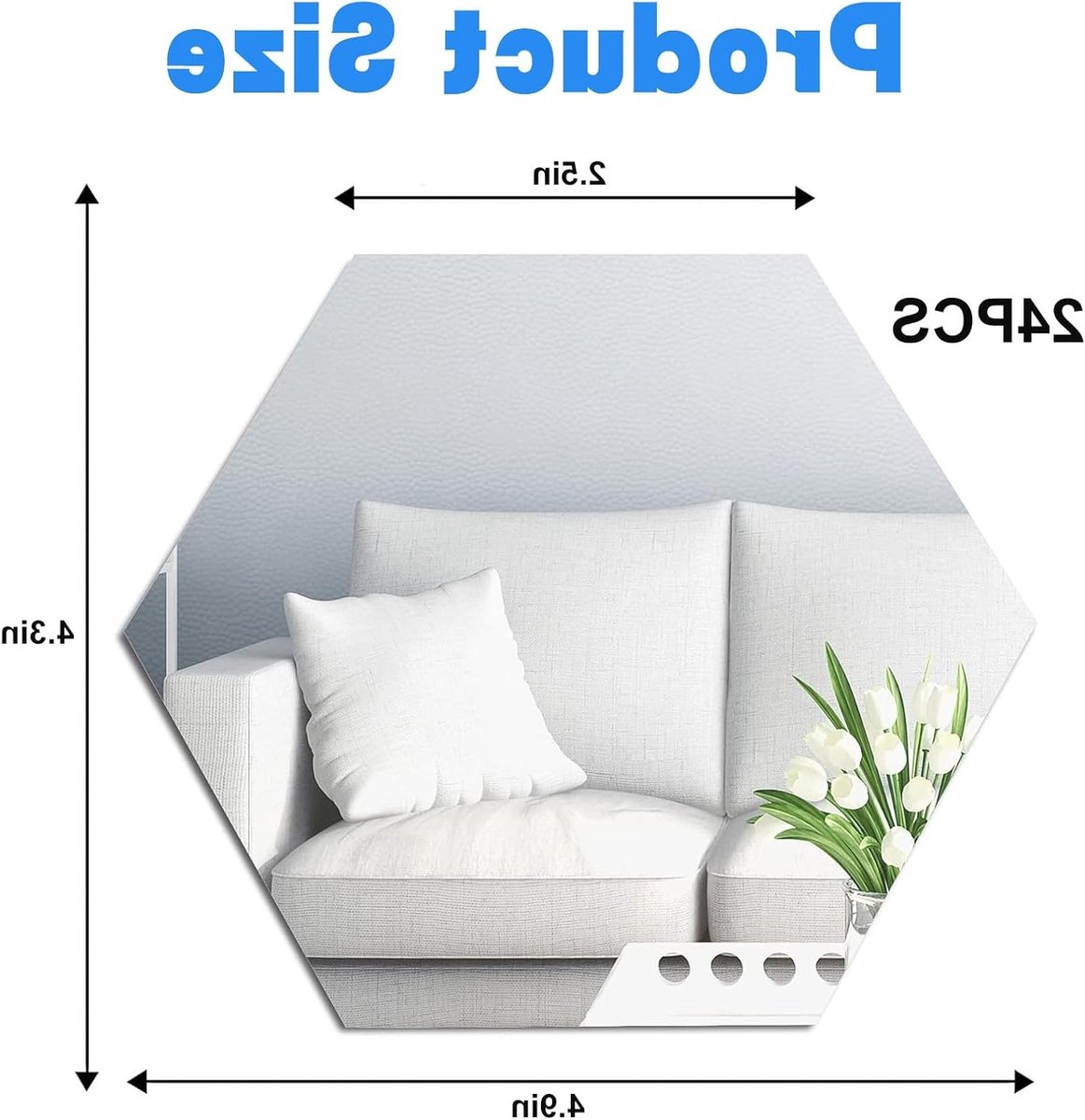 Set van 24 Hexagonale Spiegelstickers van Acryl, Zelfklevend, Waterdicht voor Wanddecoratie in Woonkamer en Slaapkamer