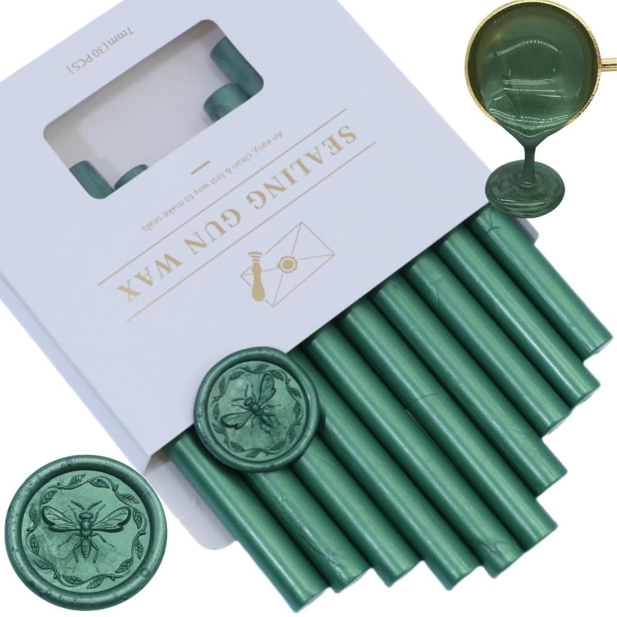 SnelShoppen - Wax Seal Sticks 1 cm Olijfgroen - 10 Stuks Lijmpistool Wachs Seal Sticks voor Brieven, Wenskaarten, Trouwen, Feesten, Uitnodigingen