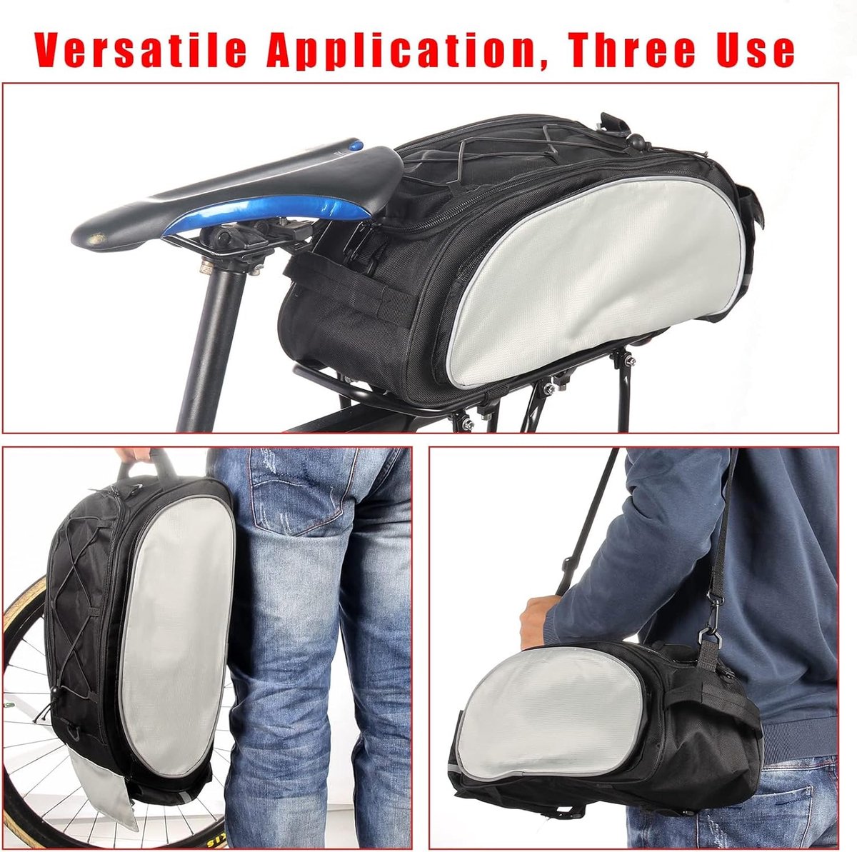 SnelShoppen - Waterproof Fietstas Set - Achtertas, Handtas en Zadelhoes - Waterdicht Pannier Bag voor MTB - Met Aanraakscherm - Ideaal voor Fietstocht
