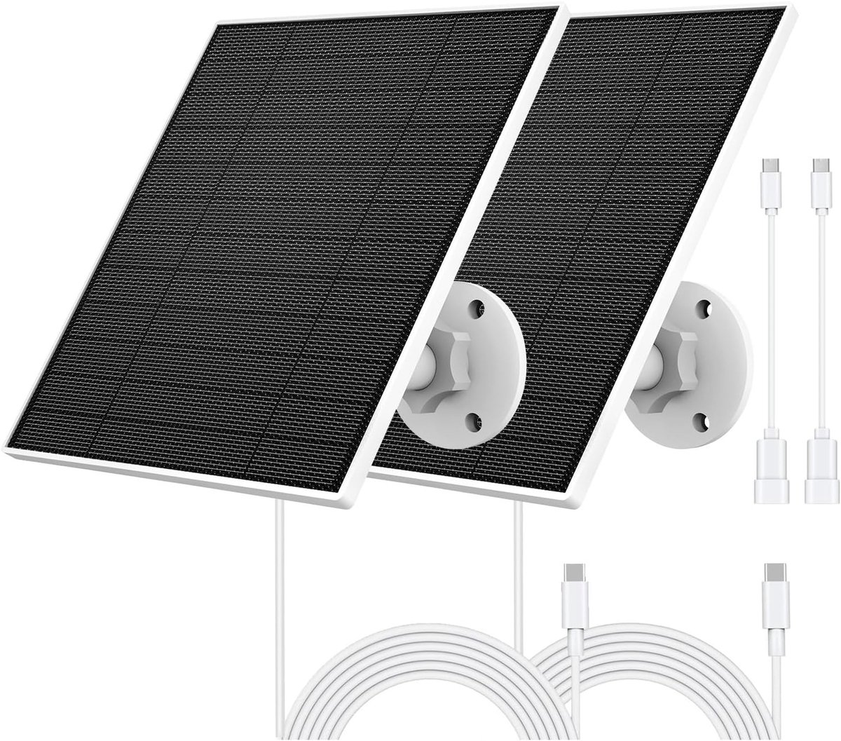 SnelShoppen - Solar Panel voor Eufy Camera, 5W Zonnepaneel voor Eufycam 3/3C/2/2 Pro/2C/2C Pro/E/E20/E40/L20/L40, USB-C Aansluiting en Micro USB Adapt