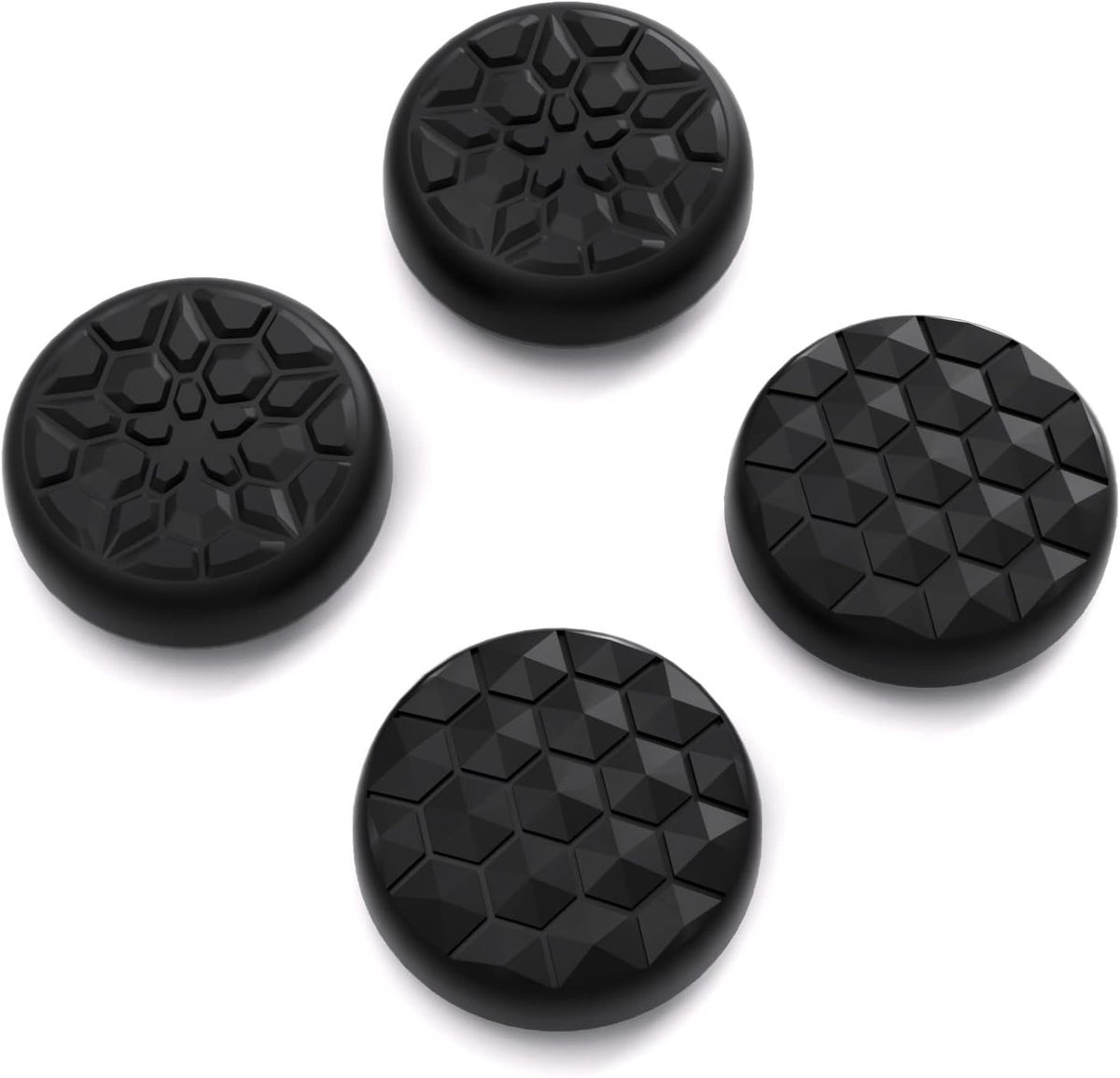 SnelShoppen - Thumb Grip Caps voor Steam Deck OLED & LCD, PS Portal Joystick, Zacht Silicone, Antislip, Zwart (Diamantstructuur & Tear Bomb Design)
