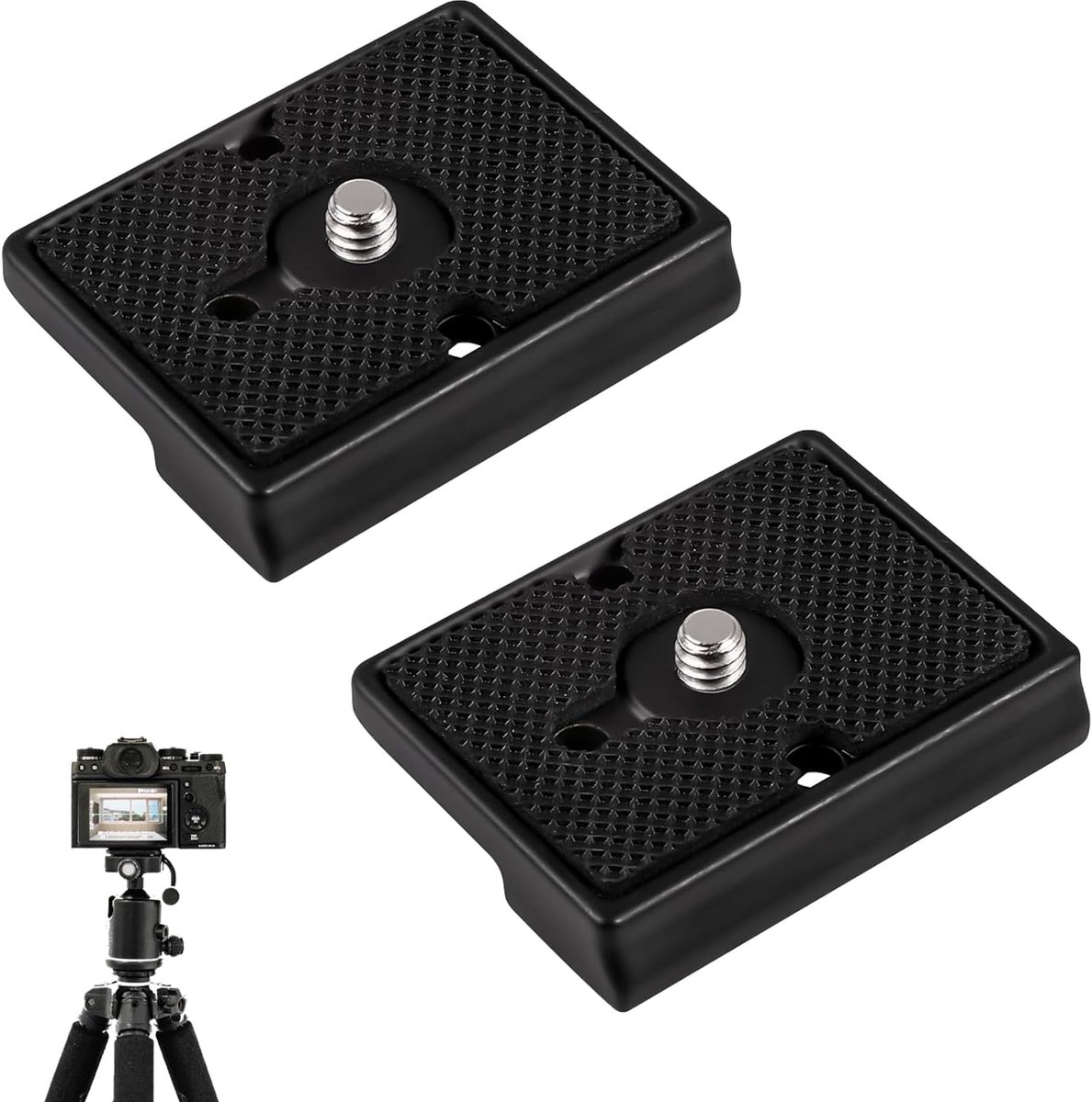 SnelShoppen - 2 Stuks Camera Quick Release Plate Geschikt voor Manfrotto 200PL-14 - Aluminium Tripod Insert met 1/4 Inch Schroef voor Spiegelloze Came