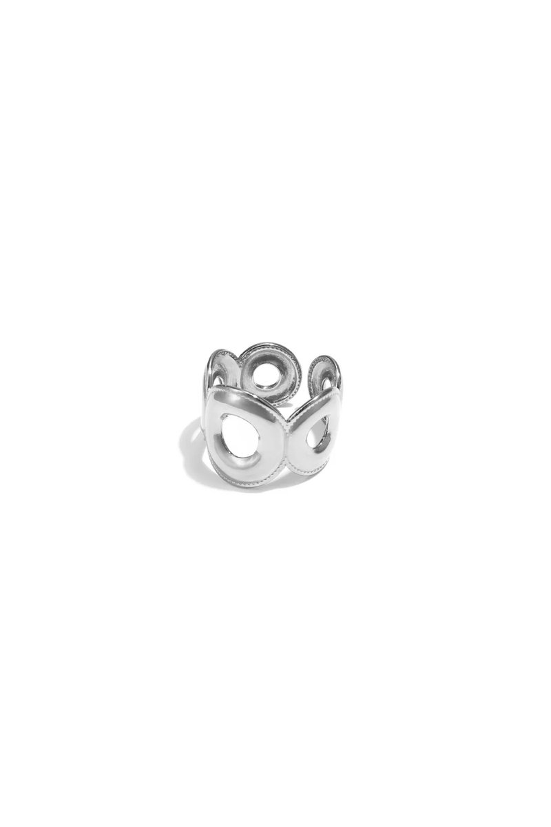 Verstelbare Statement Ring met Cirkels - Zilver - Yehwang