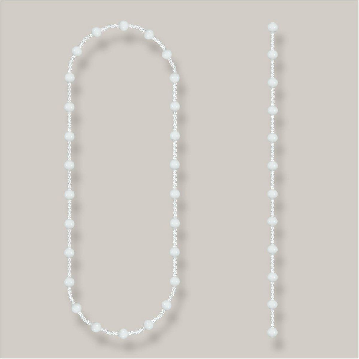 SnelShoppen - Endless Chain voor Rolgordijn met Kettingtrekker, Vervangende Bediening, 150 cm, Wit, 4.5 x 12 mm, Perfect voor Rolgordijnen en Vouwgord