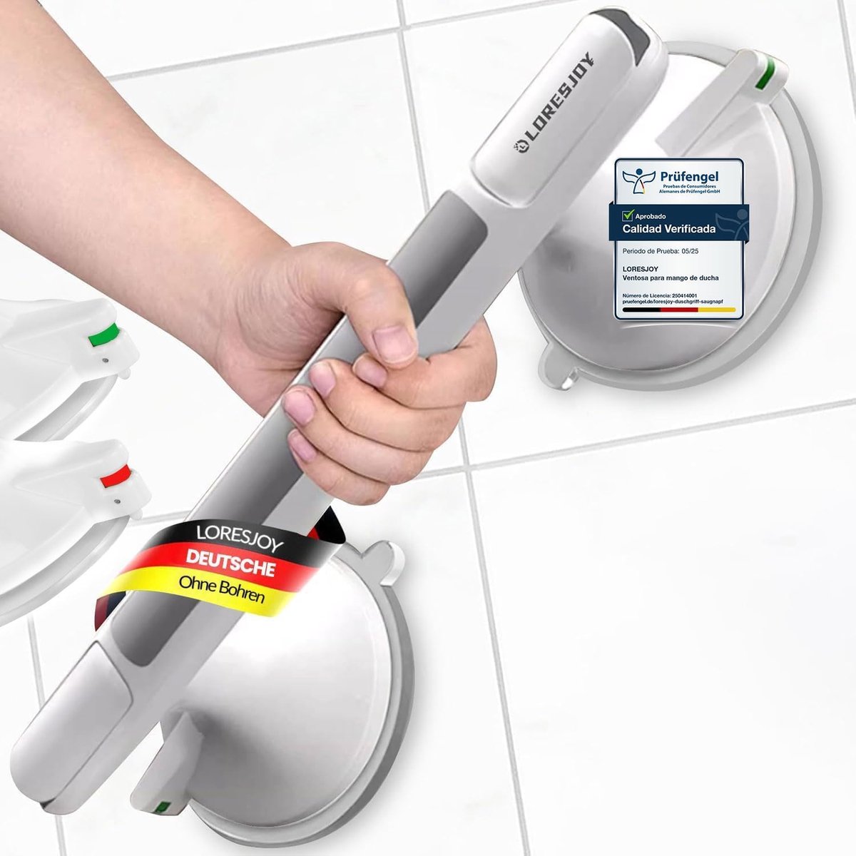 SnelShoppen - Suction Bathroom Grab Rails - Veiligheidssteun Handgreep met Sterke Zuignappen - Draagbare Mobiliteitssteun voor Kinderen, Ouderen en Pe