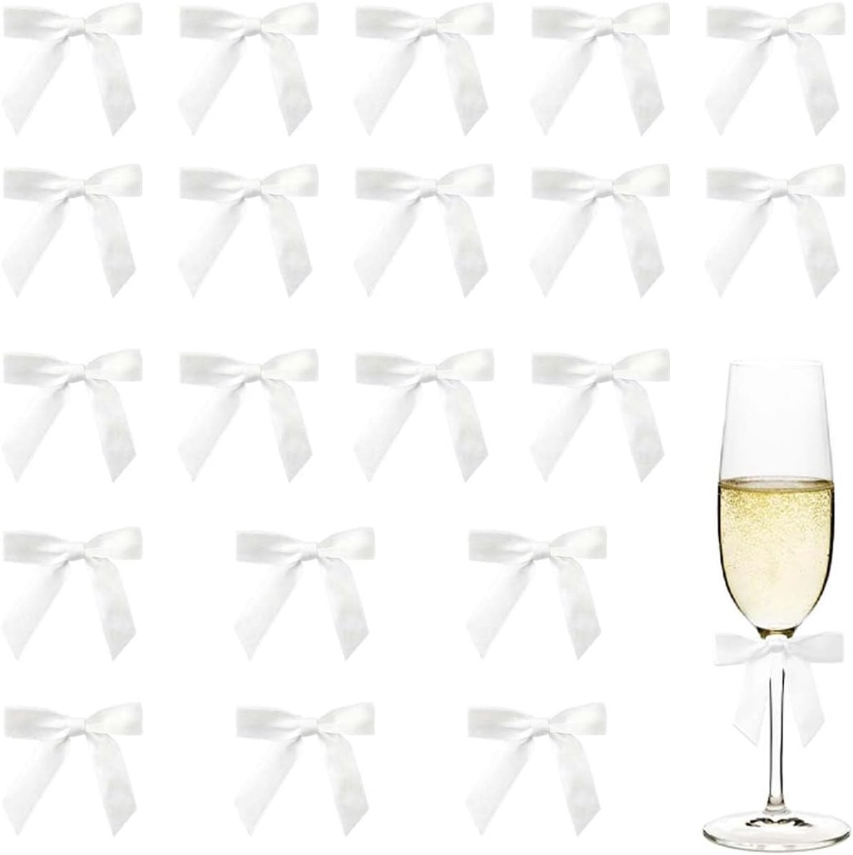SnelShoppen - Witte Cadeaubandjes - Zelfklevende Decoratie Strikjes voor Cadeaus - 20 Stuks - Perfect voor Verjaardag, Valentijn, Bruiloft, Kerst