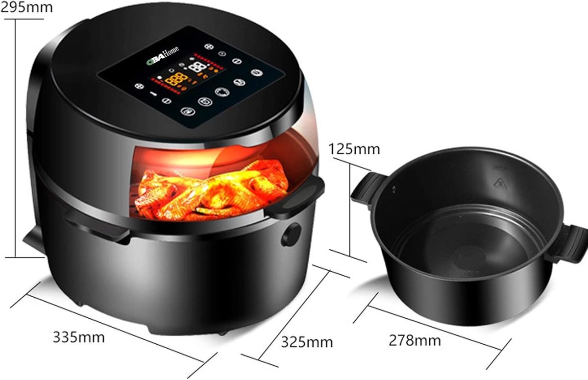 SnelShoppen - OBA-OH08 Air Fritteuse 8L met Digitale LED Display, 1500W, Rotatiesysteem, 8 Kookmodi, Gezond Frituren zonder Olie, Ideaal voor Keuken e