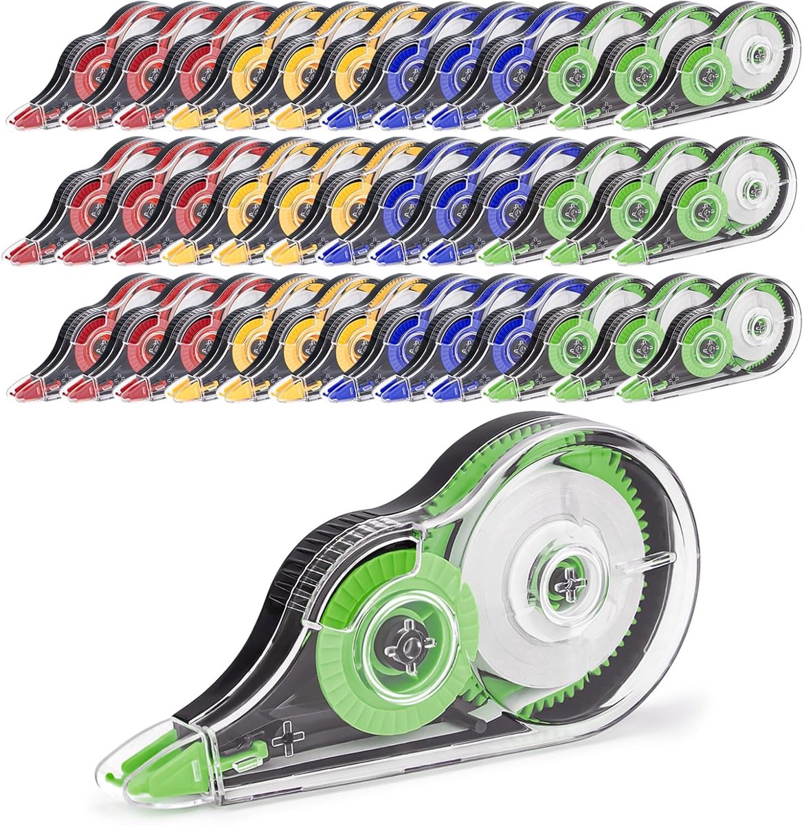 SnelShoppen - Correction Roller Set 36 Stuks - 12 m x 5 mm Correctietape met Beschermkap en Lijmroller - Kantoor, School en Thuis (4 Kleuren)