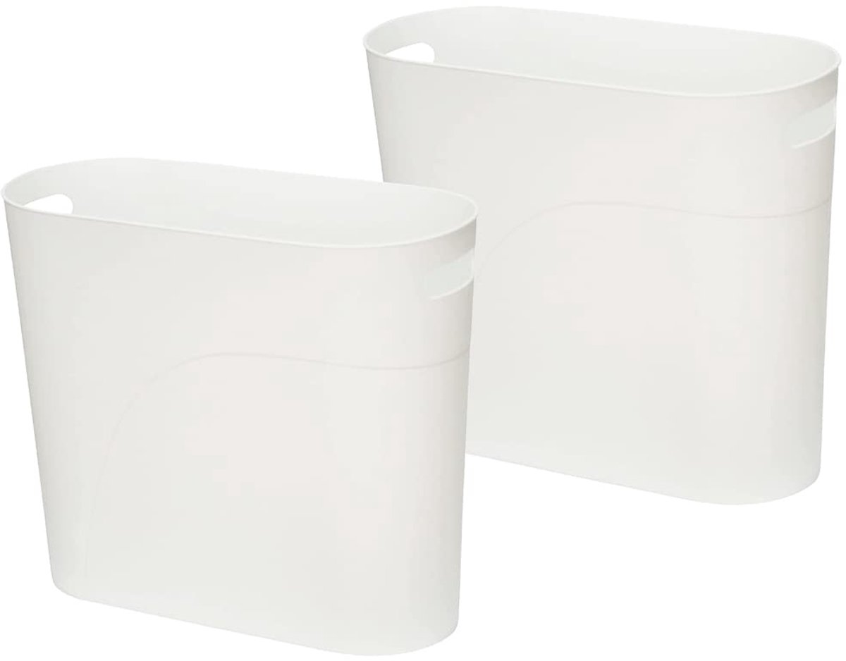 SnelShoppen - Slimme Afvalbak 10L - Ruimtebesparende Papierbak - 2 Stuks Wit - Met Handvat - Voor Keuken, Badkamer, Kantoor en Slaapkamer