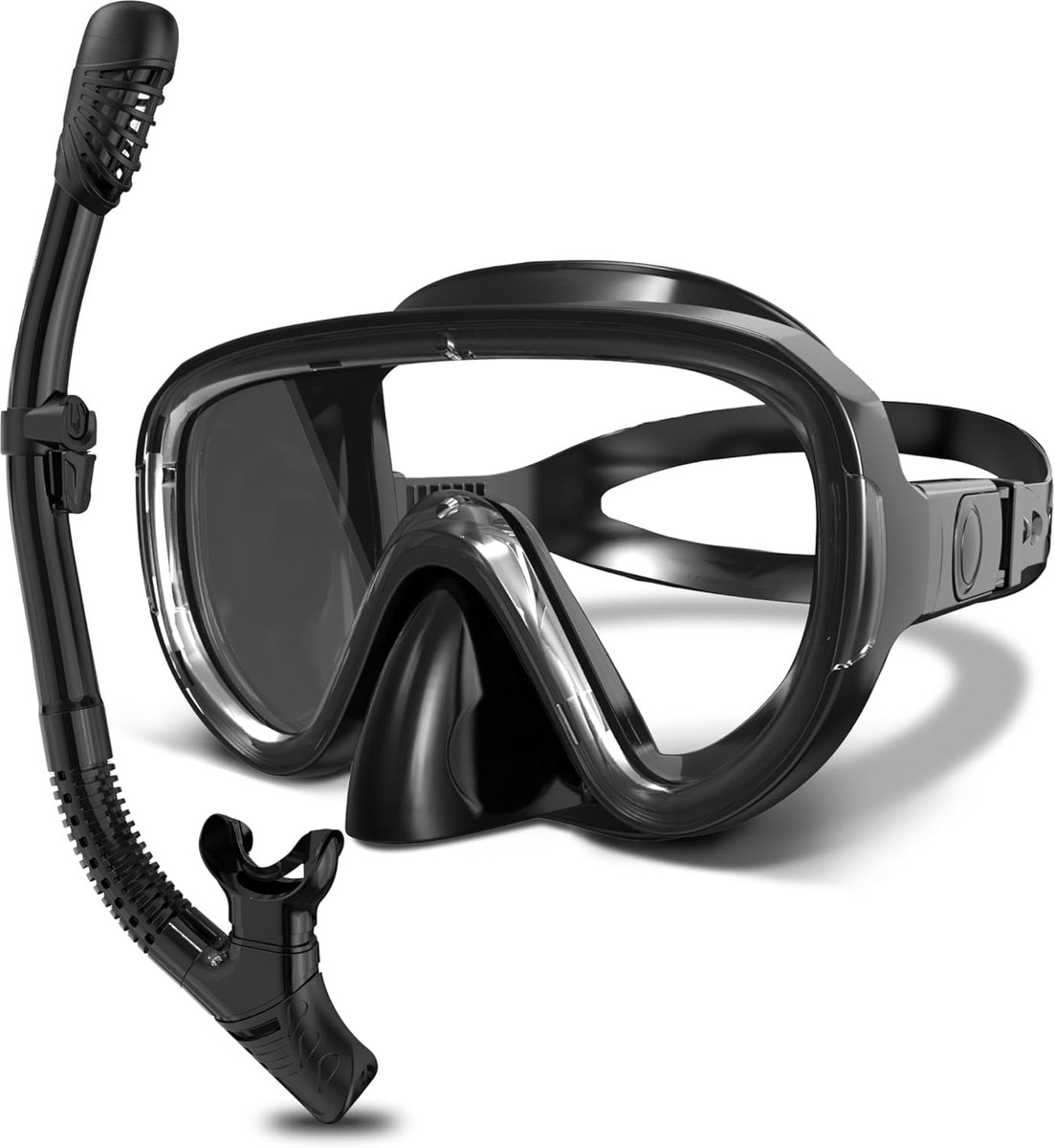 SnelShoppen - Snorkel Set voor Volwassenen met Duikmasker en Droge Snorkel, Anti-Leak en Anti-Fog, Veilig Silicoon, Tempered Glass Lensen voor Mannen