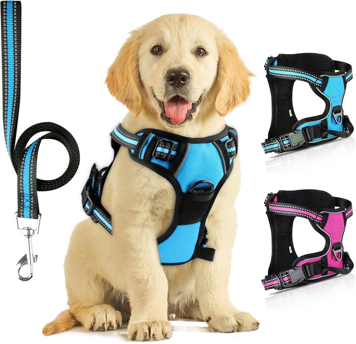 SnelShoppen - Anti-Trek Hondentuig Reflecterend met Hondentuig en Leash voor Buiten Training, Geschikt voor Kleine Honden, Veilig en Comfortabel, Perf