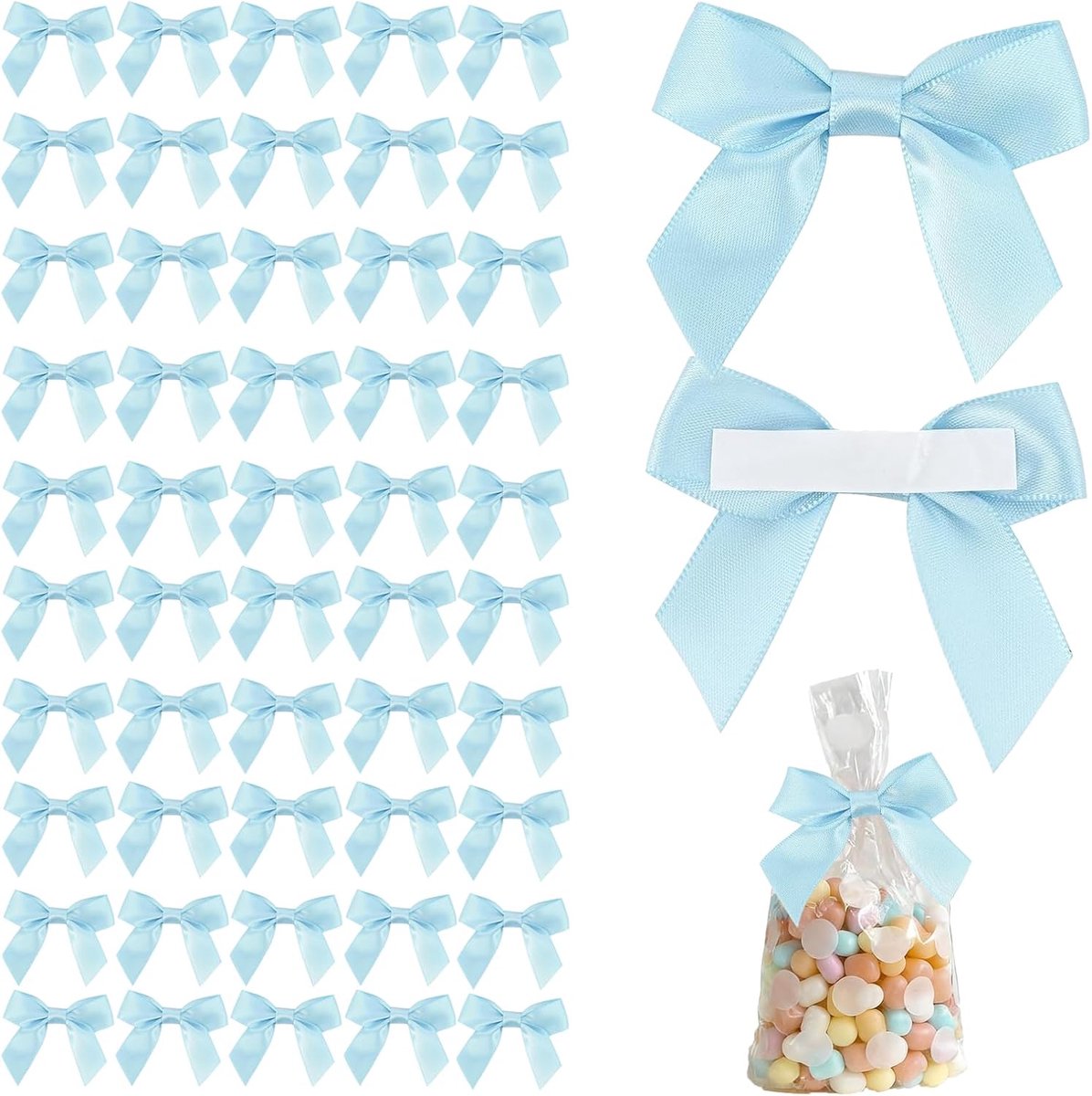 SnelShoppen - Decoratie Strikjes Cadeau Bogen Zelfklevend 50 Stuks Mini Satijnen Strik met Dubbelzijdige Lijm voor Cadeauverpakking Bruiloft Decoratie