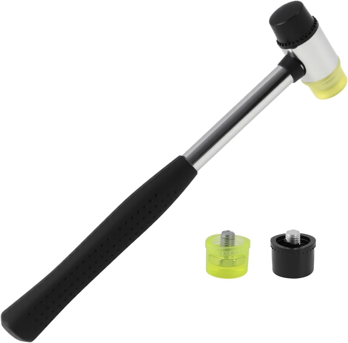 Rubber Hamer 25mm met Antislip Handvat, Ideaal voor Kamperen, Meubels en Tegels Bevestigen, Inclusief 2 Reservekoppen