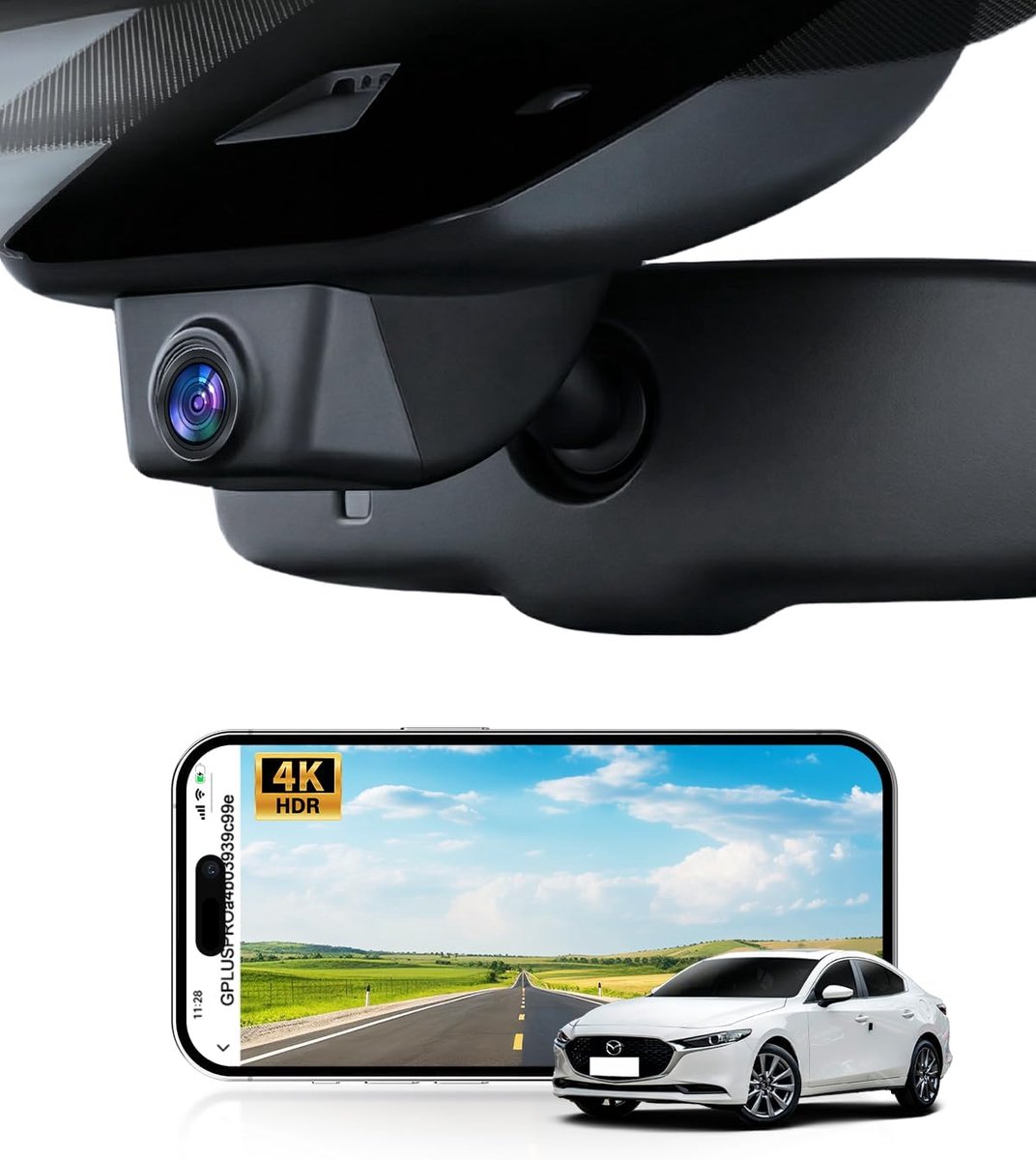 SnelShoppen - 4K Auto Dashcam voor Mazda CX5 2019-2025 & CX-9 2020-2024, Nachtzicht, Wifi, G-sensor, Supercondensator, Plug & Play, Incl. 64GB SD-kaar