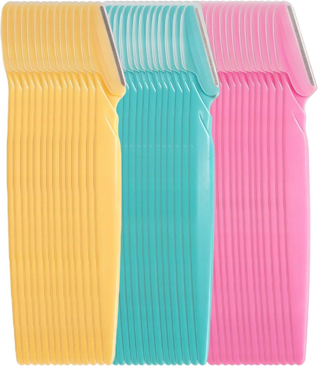 42 stuks draagbare wenkbrauwscheermesjes, precisietrimmer voor gezichtshaarverwijdering, set in diverse kleuren voor dames en heren