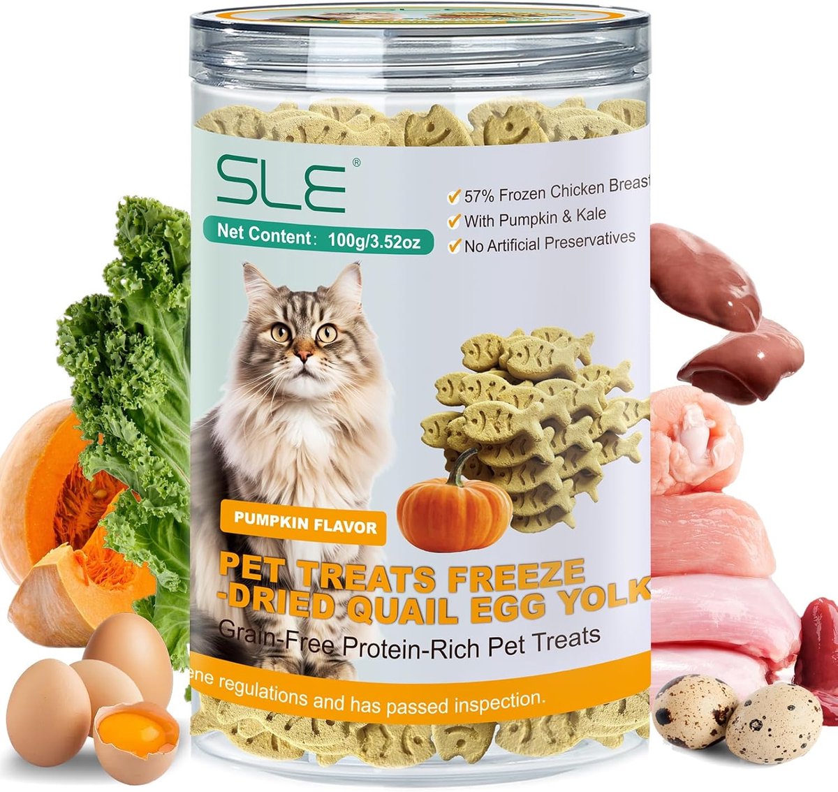 SnelShoppen - Frozen Dried Kat en Hond Snacks Kwail Eigeel, Gezonde en Heerlijke Training Snacks voor Honden en Katten, Natuurlijk Beperkte Ingrediënt