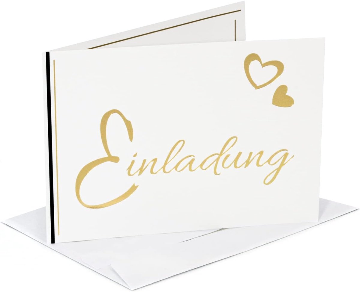 SnelShoppen - Uitnodigingskaarten met Exclusief Goud Relief - 10 Stuks - Persoonlijk Te Personalizeren - Voor Verjaardag, Bruiloft, Bevestiging, Commu