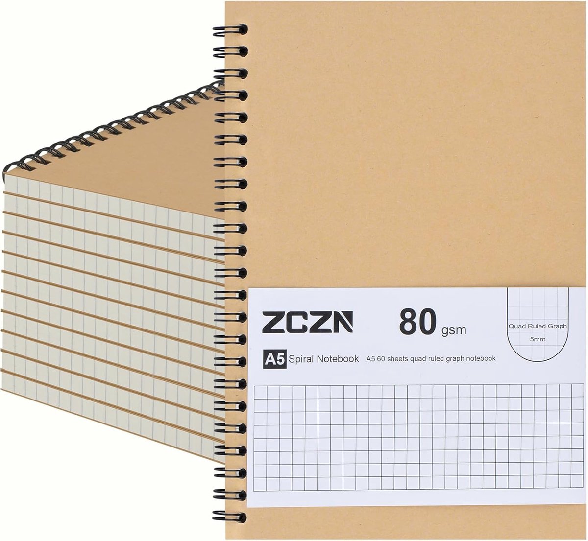 SnelShoppen - 12 Pack A5 Spiral Notebooks - Lined Notitieschrift voor School, Werk, Studie - 120 Pagina's, 80gsm Beige Papier, Duurzame Spiraalbinding