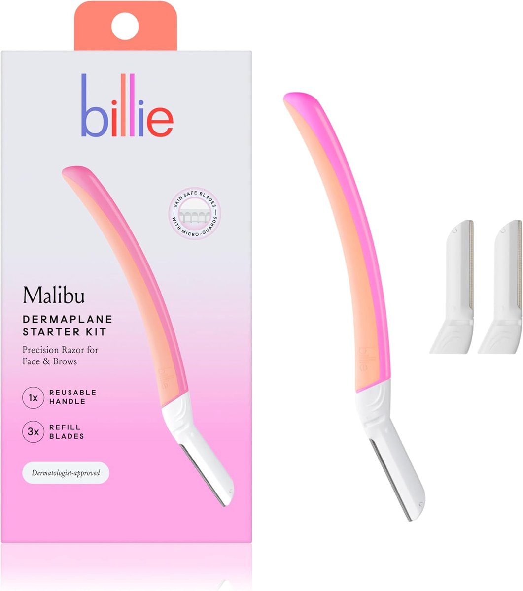 SnelShoppen - Billie Dermaplaning Razor Starter Kit - Oplaadbare Shaver voor Gezonde Huid - Perfect voor Thuisgebruik - Inclusief Accessoires - Malibu