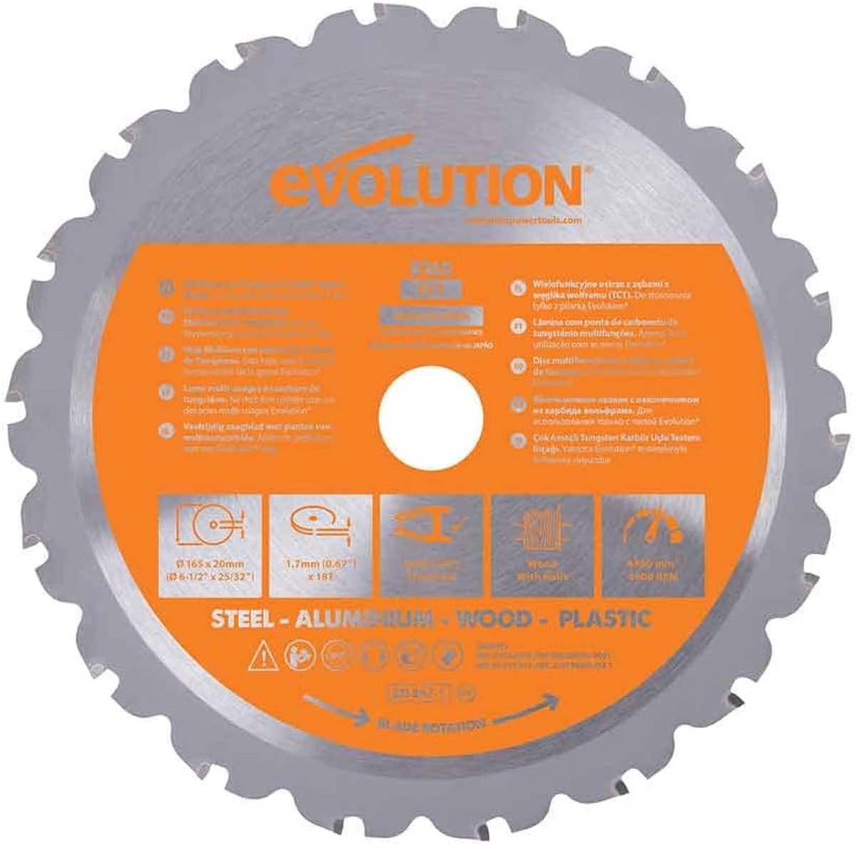 SnelShoppen - Multi-Materiaal TCT Zaagblad 165mm voor Hout, Metaal en Plastic - 18 Tanden, Snelle en Efficiënte Sneden, Hoogwaardige Carbide Tanden
