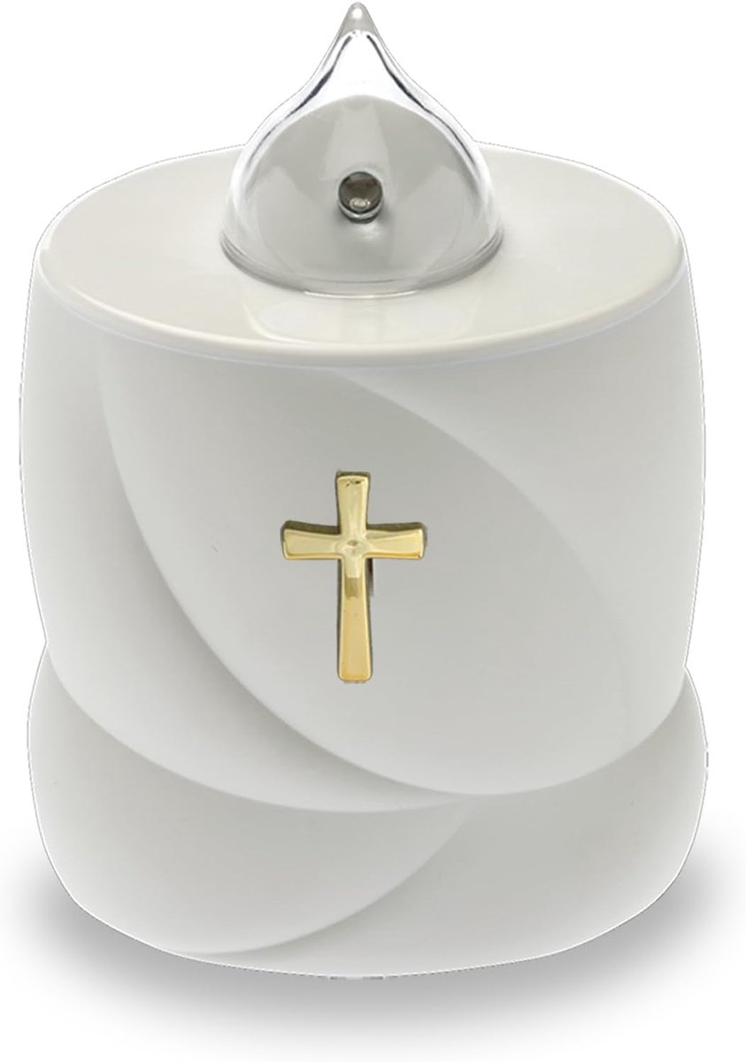 SnelShoppen - AROBA LED Grave Candle - Rouwkaars met Flicker Effect - Lange Brandduur tot 200 Dagen - Herbruikbare Begraafplaats Kaars - Witte Heilige